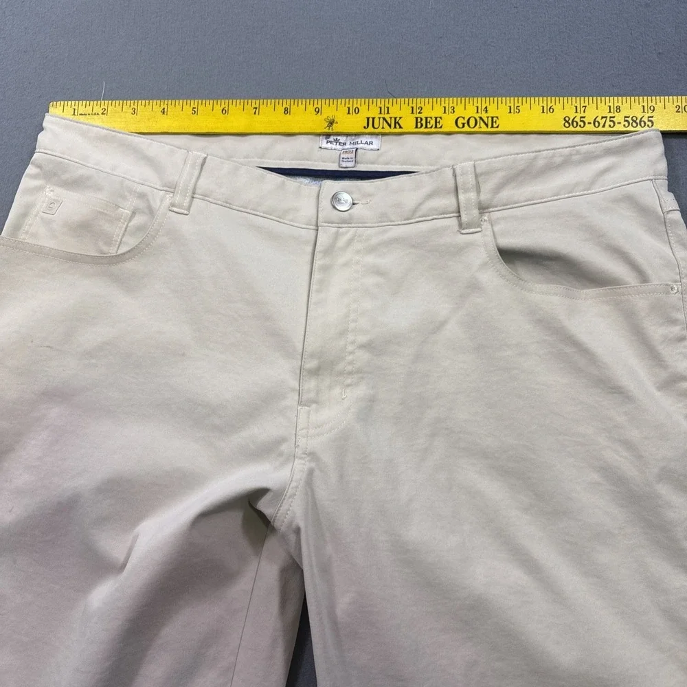 Peter Millar GOLF PANTSMENS 38 Performance Five Pocket  TAN  (38x30.5)